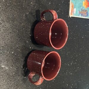 Speckled Red Ceramic Coffee Mug - Set of 2